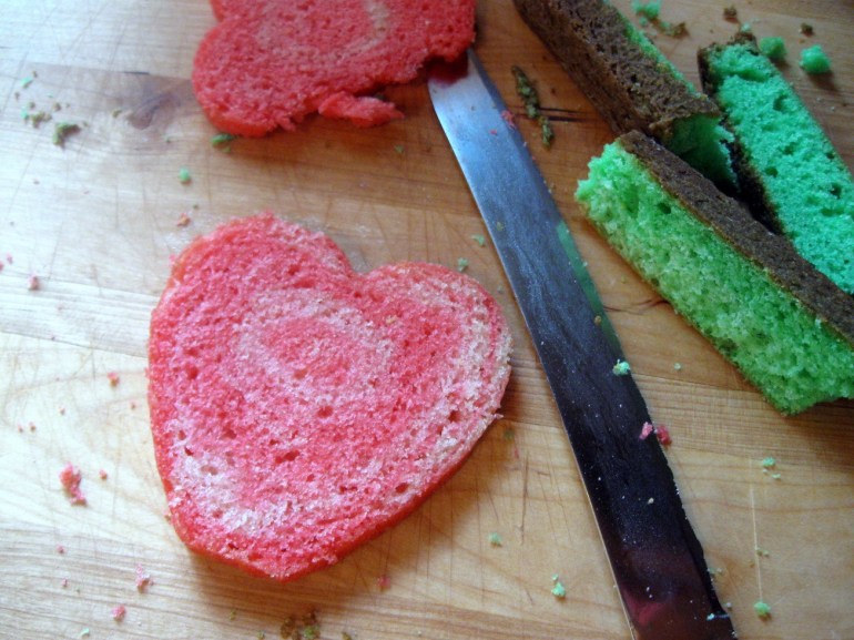 Don't mind not crafting as much when I get to make cake instead. These are the bits of a green velvet cake with a pink butterfly on top. Not pictured: mint oreo frosting.