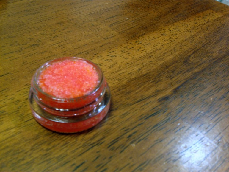 One win for the night... awesomely yummy orange sugar lip scrub. And there was enough left over for me!