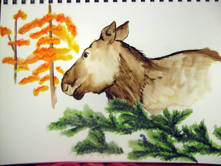 A moose! Not too bad for very little drawing time. And I've never drawn a moose before.