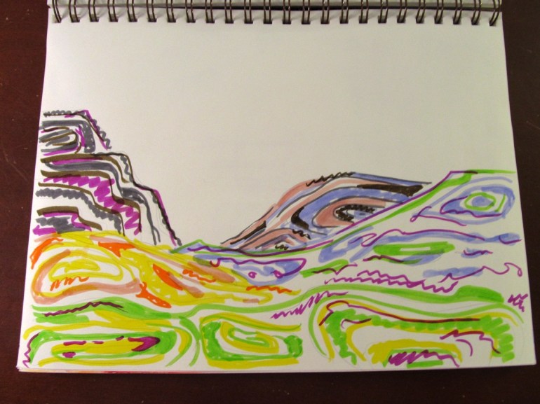 Just a simple marker doodle I did before bed one night this week. This took about fifteen minutes, then I put it down.