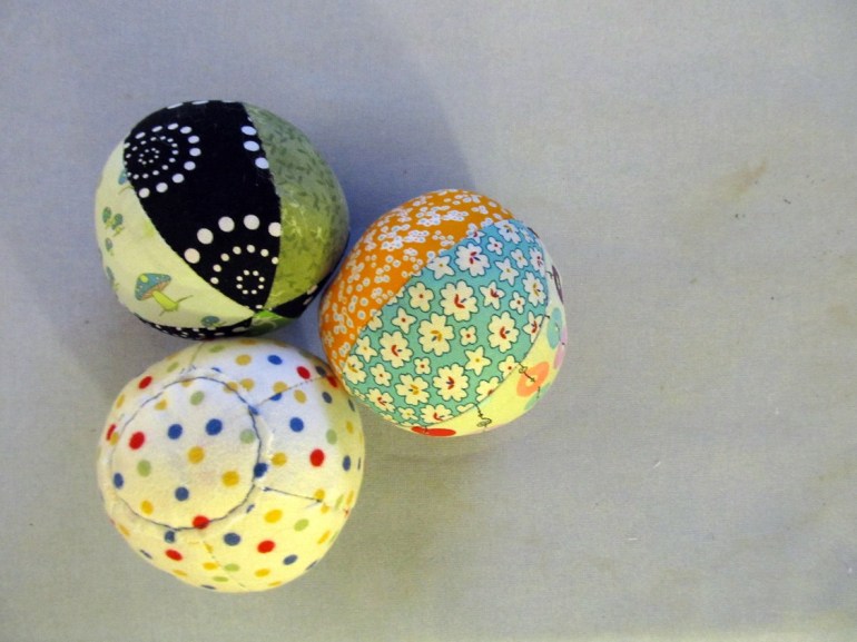 I have a baby shower to attend tomorrow. Perfect stash busting excuse! Three 100% washable, chewable, lovable toy balls. Bring on the drool.