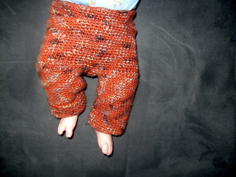 I made these pants that were supposed to be 3-6 month size. They may have been off a bit. So he will be wearing these constantly for the next week because that's all the longer they will fit.