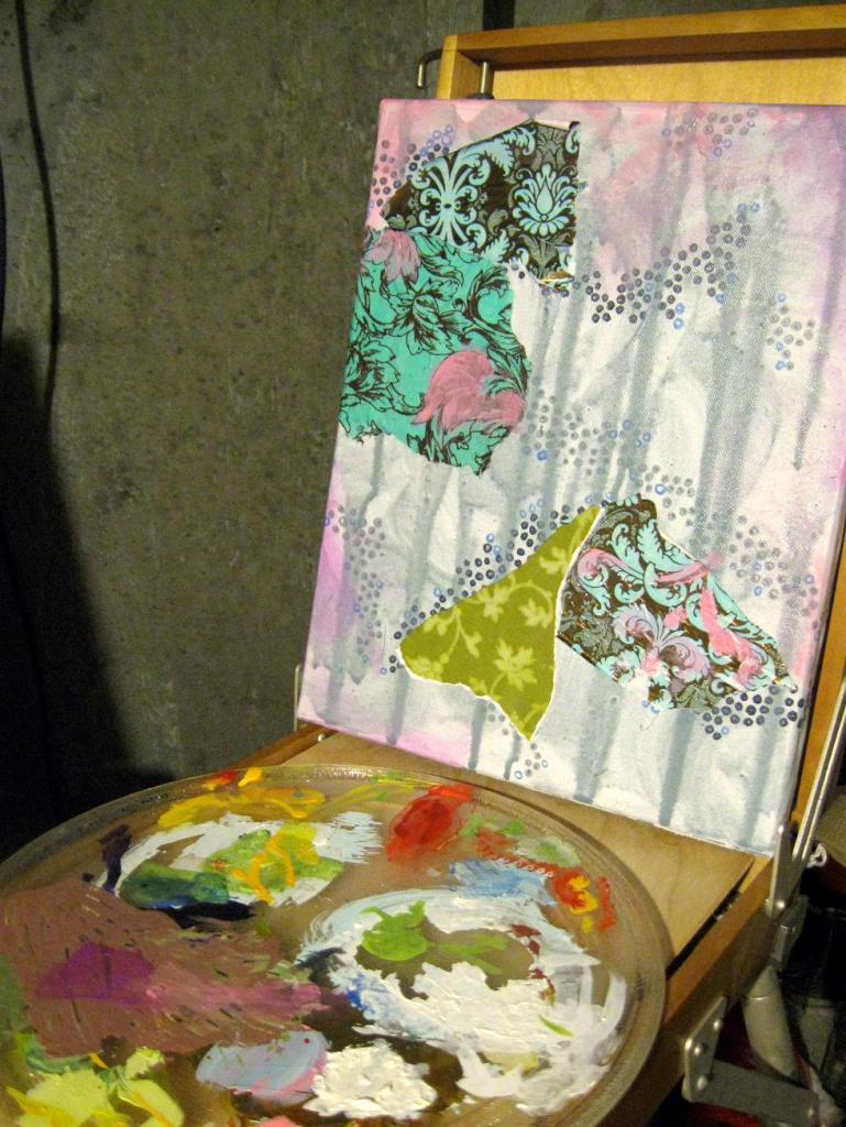 Nothing has changed on this canvas since the last post. But next up, some layers of white flowers (I think).