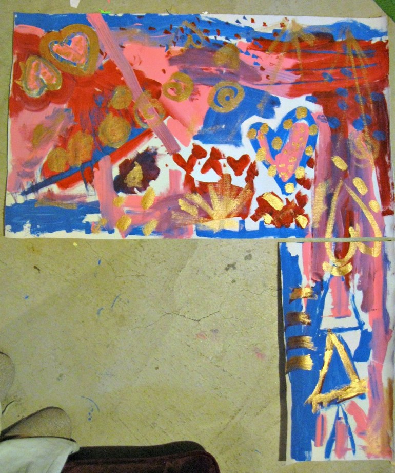 Here is the finished canvas just after I cut it. Now I have one more awesome scrap for something else. 