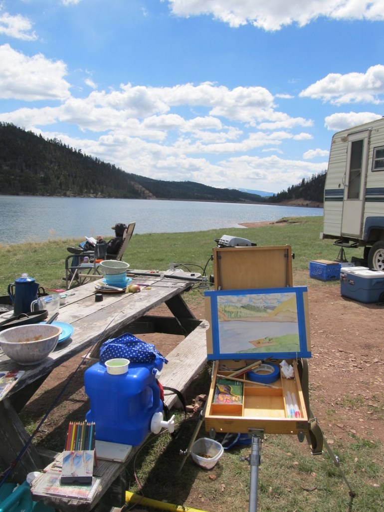 This year for Mother's Day, I got a camping trip. And as an added bonus, the kiddos slept long enough I coudl actually road test my new travel easel. Just a plain, good day.