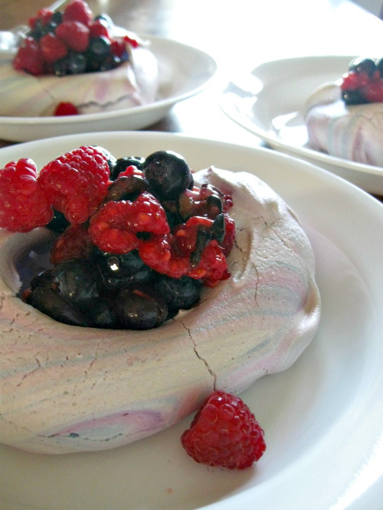 It's spring, and that means time for berries! So I made a quick pavlova with purple and blue swirls, topped with blueberries and raspberries. And then on to the jewelry sketches.
