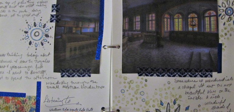 I have been getting back into visual journaling more again. It's a wonderful way for me to create anywhere in the house, even with kids around. And it feels soooo good.