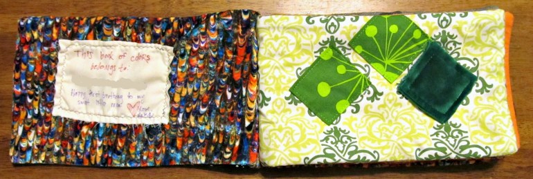 The beautiful marbled interior and bookplate.  Green page: Cottons and velvet.