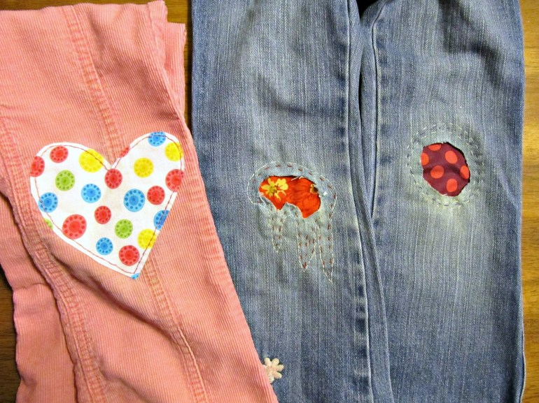 I cut away all the shredded denim in these jeans so my kiddo could really see the fabric.